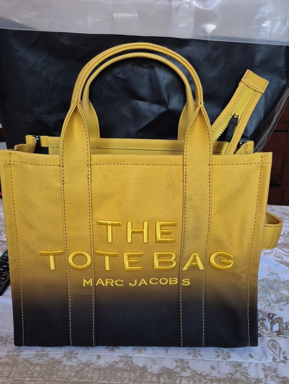 Marc Jacobs Yellow to Black Ombre Canvas Tote Bag
